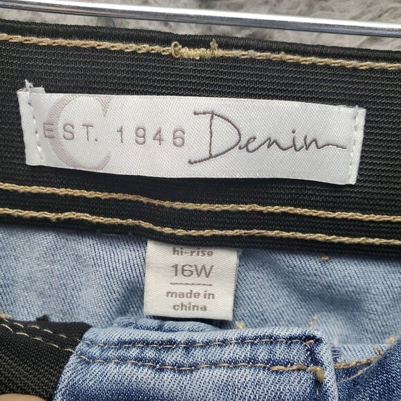 Cato Jeans Womens 16W Light Blue Hi-Rise Cropped Stretch Cotton Blend - Picture 2 of 14